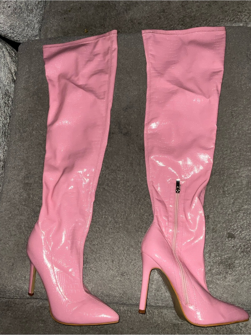 Amazon Pink Patent Over-the-Knee Stiletto Boots